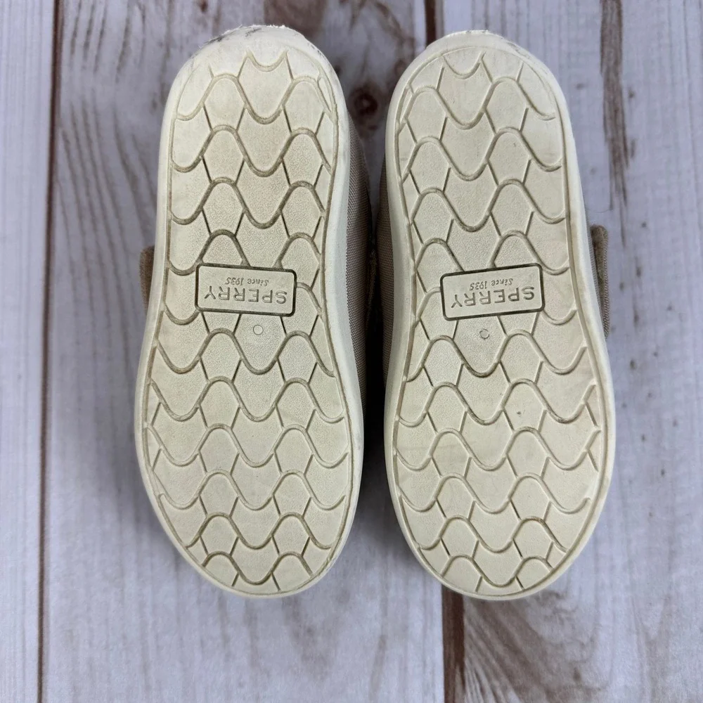 Sperry Sea Ketch Toddler Boat Shoes Tan Canvas Lace Up Casual 12C